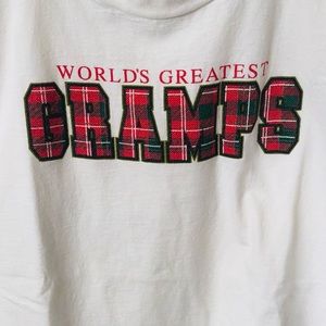 Gramps White with Red and Black Plaid Lettering Crewneck T-Shirt  Size XL